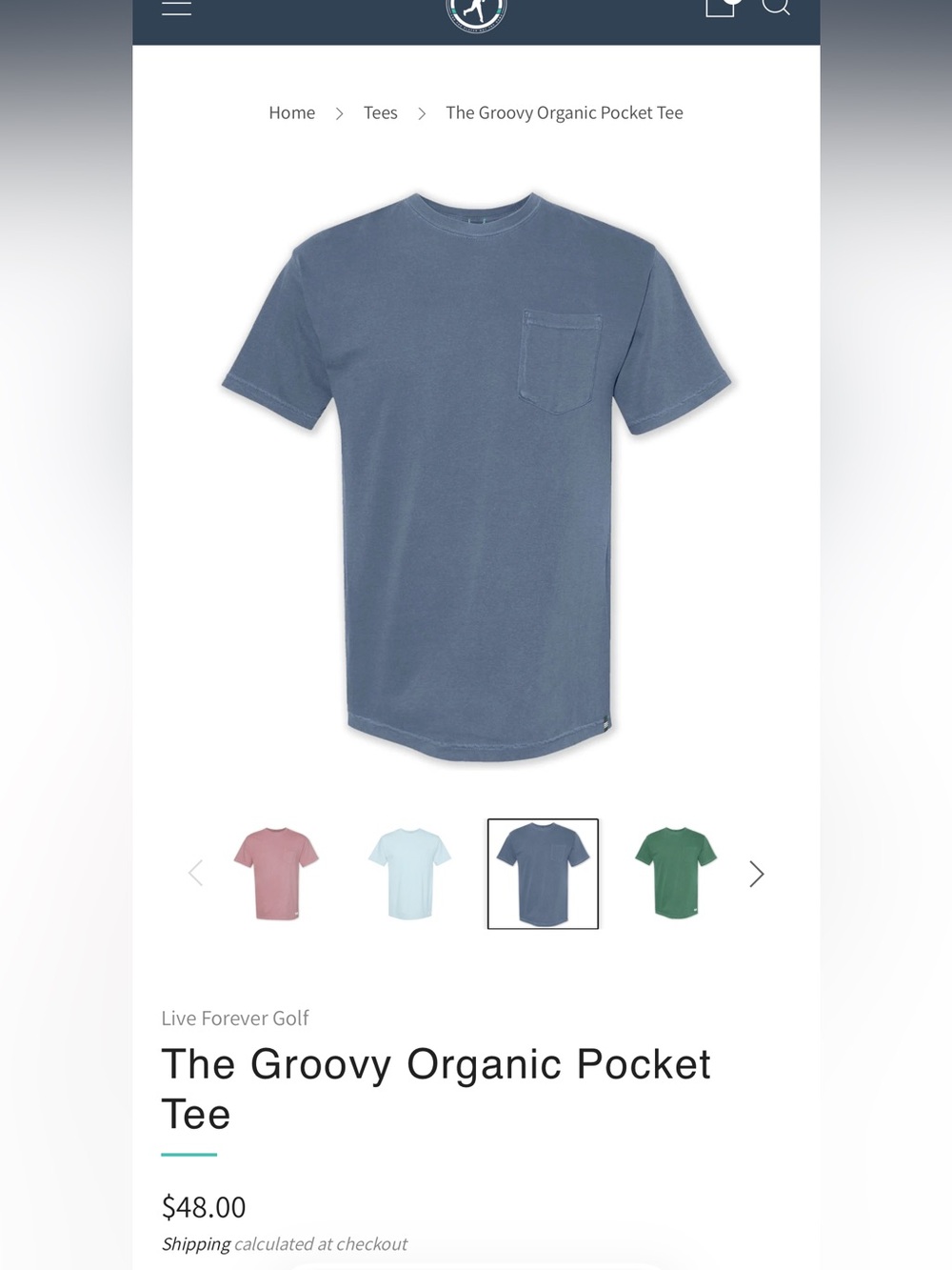 The Groovy Organic Pocket Tee — Slate Blue